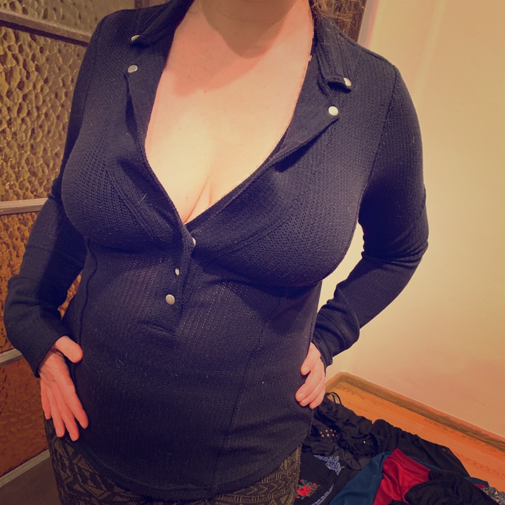 Free People V-neck sweater with button detail
